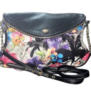 Juicy Couture Tropical Floral Crossbody Bag Palm Tree EUC